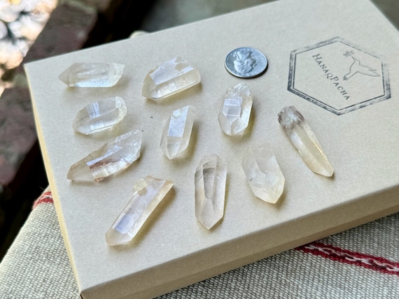Golden Healer Lemurian Quartz Lot, 10 Pieces, New Find, Crown Chakra, Serra do Cabral, Minas Gerais, Brazil R351
