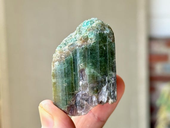 Paraiba Tourmaline, Bicolor with Green, Blue and Pink Hues, 67g, Old Find, Rio Grande Del Norte, Brazil T091