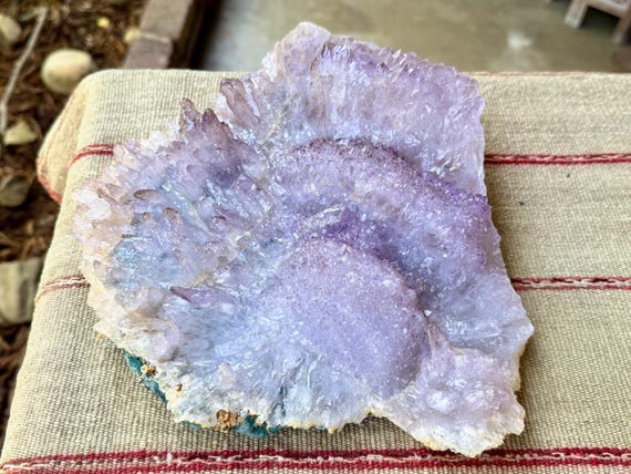 Amethyst Flower Quartz with Celadonite, Natural Plate Formation, 2.2 Kilo, High-Grade, Statement Crystal, Rio Grande do Sul, Brazil W952