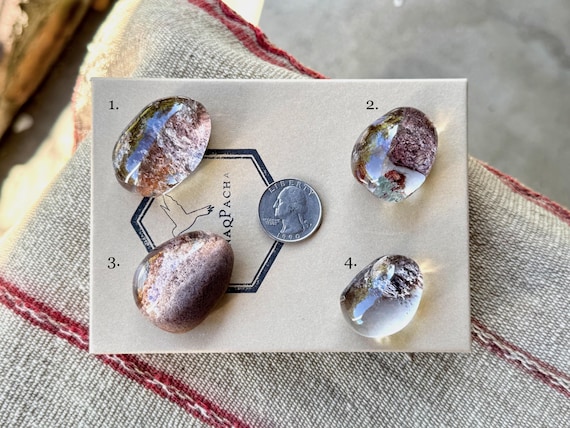 Lodolite Quartz Palm Stones, Choose ONE of 4 Polished, Water Clear Garden Quartz Crystals, Minas Gerais, Brazil S167