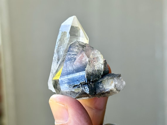 Black Tourmaline Quartz, Tantric Twin, Self-Standing, 46g, Diamantina, Minas Gerais, Brazil T908