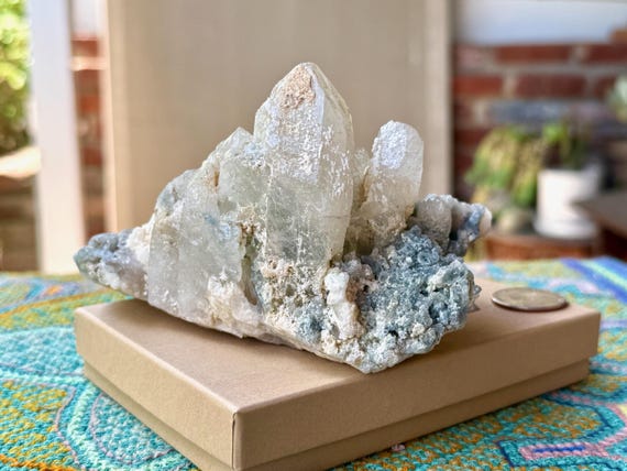 Blue Tourmaline Quartz, Self-Standing, 623g, Indicolite Quartz, Jenipapo, Minas Gerais, Brazil W908