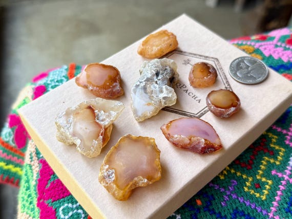 Carnelian Agate Lot, Semi-polished, 8 Pcs, Stimulating Energy & Empowerment, Java, Indonesia T834