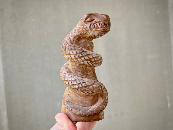 Quartz Serpent Figurine by Peruvian Artist Ruben Layme, Influenced by Sacred Incan Ceremonial Artifacts, Hand Carved in Peru's Sacred Valley