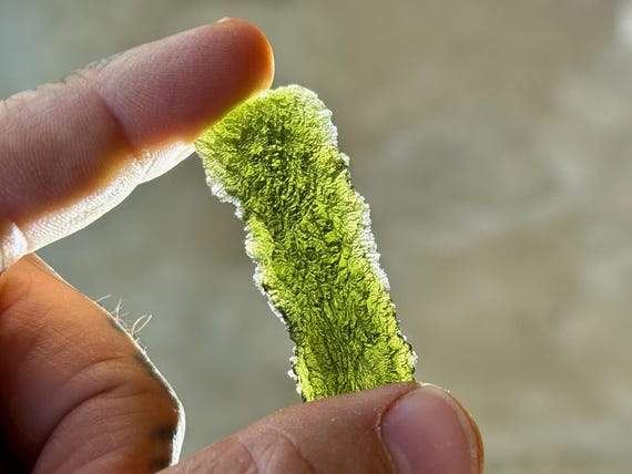 Moldavite, Elongated Formation, 12g, Authentic High-Grade Moldavite, Interplanetary Extraterrestrial Crystal, Chlum, Czech Republic T964