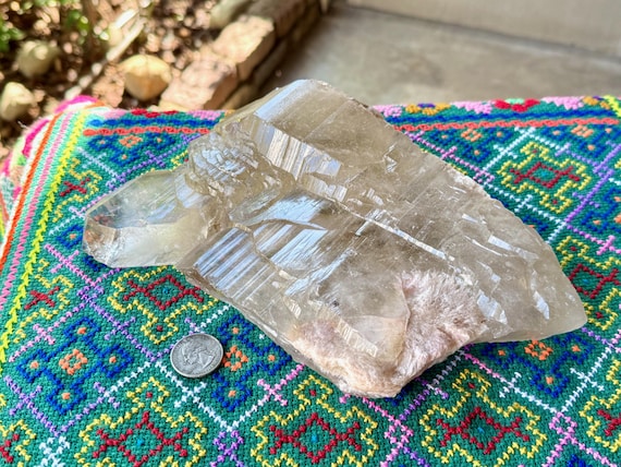 Elestial Citrine, Natural Plate Formation, 2.1 Kilo, Galactic Key (Connection to Source), Aracuai, Minas Gerais, Brazil V203