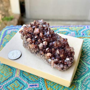 Red Lithium Phantom Quartz Cluster, 326g, New Find, Energetic Balance and Relaxation, Minas Gerais, Brazil W721