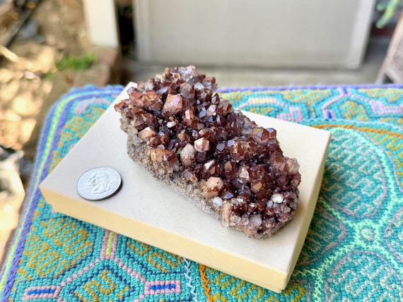 Red Lithium Phantom Quartz Cluster, 326g, New Find, Energetic Balance and Relaxation, Minas Gerais, Brazil W721