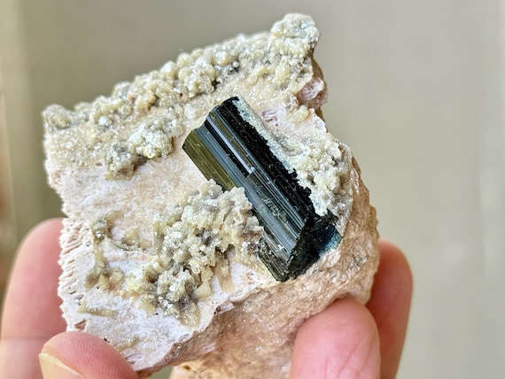 Pink Feldspar with Green Tourmaline and Golden Mica, 279g, Old Find, Heart Chakra, Self-Love, Ouro Fino, Minas Gerais, Brazil W292