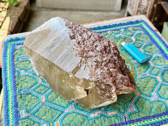 Natural Citrine with Purple Lepidolite Inclusions, 6.3 Kilo, Crystal for Creativity & Manifestation, Aracuai, Minas Gerais, Brazil W747