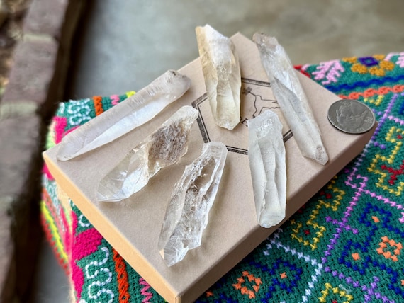 Lemurian Quartz Lot, Kaolinite Inclusions, 6 pcs, Old Find, Water Clear, Minas Gerais, Brazil B158