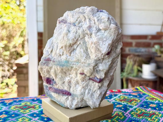 Paraiba Tourmaline & Albite, Self-Standing, 1.9 Kilo, Bicolor Pink and Blue, Paraiba State, Brazil V647