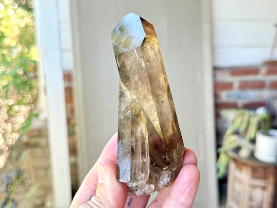 Smoky Laser Quartz from Diamantina, Mother and Child with Pyramidal Phantom and 8-Sided Main Facet, 306g, Minas Gerais, Brazil W488