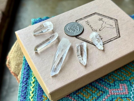 Lemurian Quartz Lot, Water Clear, 5 pcs, High Grade Lemurians, Crystals for Grid, Santander, Colombia T559