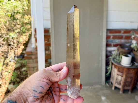 Smoky Laser Quartz, Elongated Formation, 402g, Energetic Clearing, Diamantina, Minas Gerais, Brazil V687