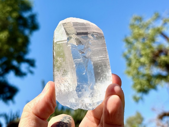 Lemurian Quartz, Water Clear & Double Terminated, Unique Key Imprint, 221g, Bahia, Brazil V110