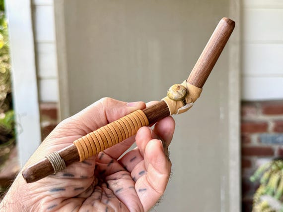 Tepi Pipe with Crazy Lace Agate, Traditional Shamanic Applicator Pipe, Handcrafted from Native Tropical Hardwood