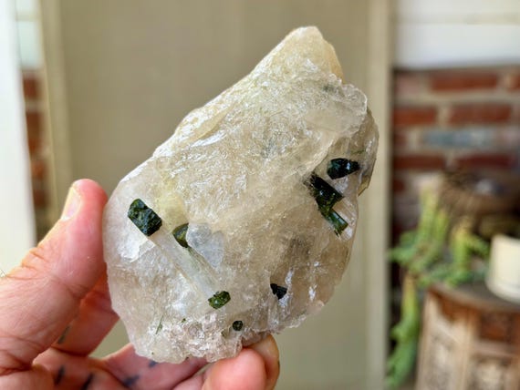 Green Tourmaline Quartz, 378g, Heart Healing & Purification, Coronel Murta, Minas Gerais, Brazil V535