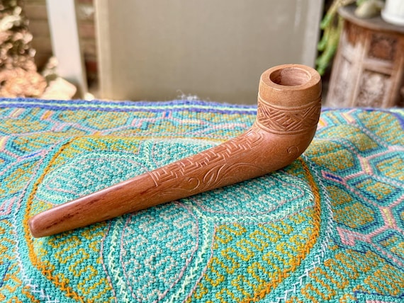 Shaman Tobacco Pipe, Traditional Solid Wood Mapacho Pipe for Shamanic Ceremony, Hand Carved from Natural Tropical Hardwood