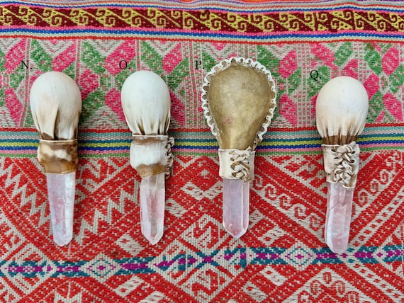 Shaman Rattle with Native Quartz, Handcrafted for Shamanic Ceremony & Sound Healing, Handmade in Peru