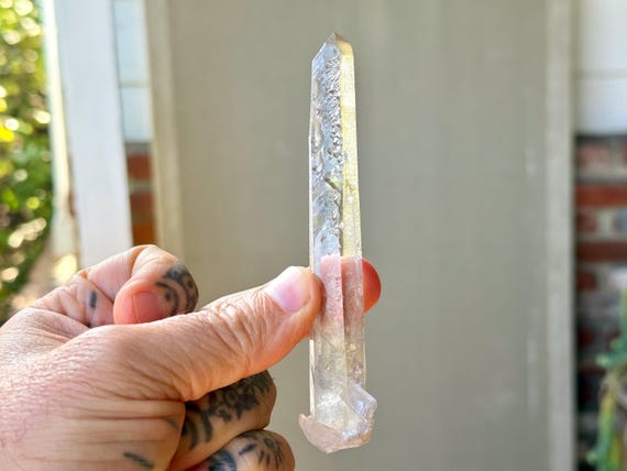 Sirian Starbrary Quartz with Time Link & Phantom, 53g, Quartz with Extraterrestrial Glyphs, Minas Gerais, Brazil A065
