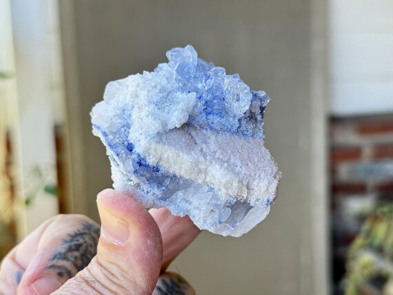 Dumortierite Quartz Cluster, 137g, New Find, Third Eye Chakra and Throat Chakra, Enhance Lucid Dreaming, Bahia, Brazil W645