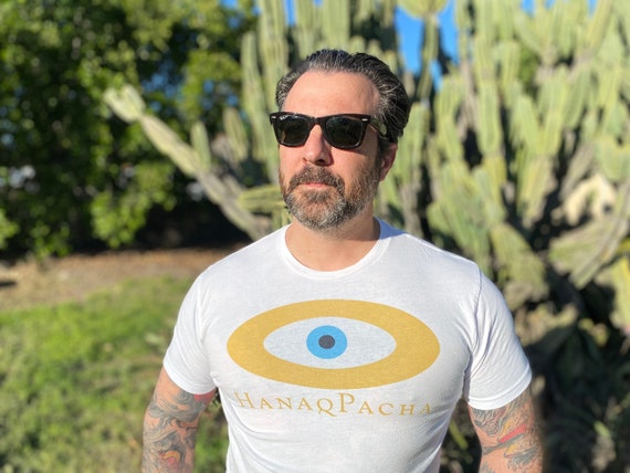 HanaqPacha Mystical All-Seeing Eye Unisex T-Shirt, Inspired by Jodorowsky's Holy Mountain, Available in Black, White or Blue, Sizes XS - XL