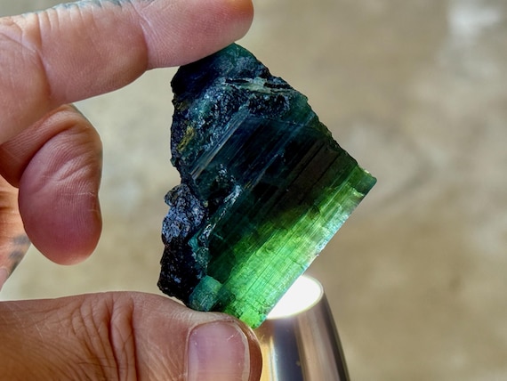 Dark Green Tourmaline, Self-Standing, 84g, New Find, Heart Chakra & Prana Energy, Coronel Murta, Minas Gerais, Brazil A101