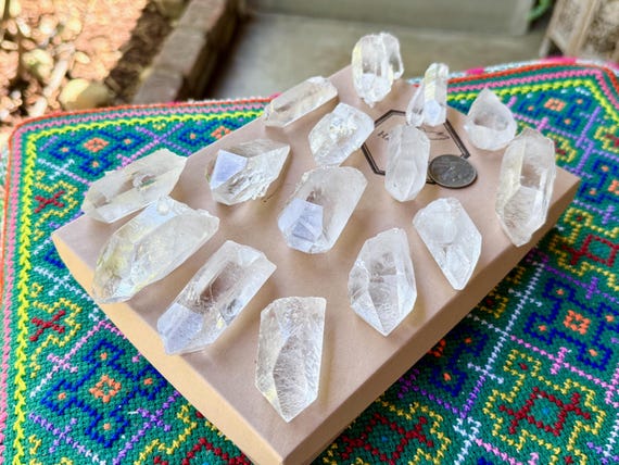 Starbrary Quartz Lot, AAA Water Clear, 15 pcs (500g), Quartz with Extraterrestrial Star Markings, Minas Gerais, Brazil WS154