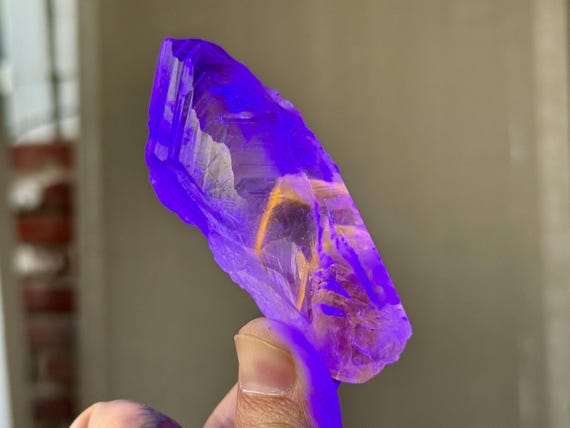 Powellite Phantom Root Quartz with Amethyst, Natural & UV Reactive, 98g, New Find, Raw and Unpolished, Bahia, Brazil A583