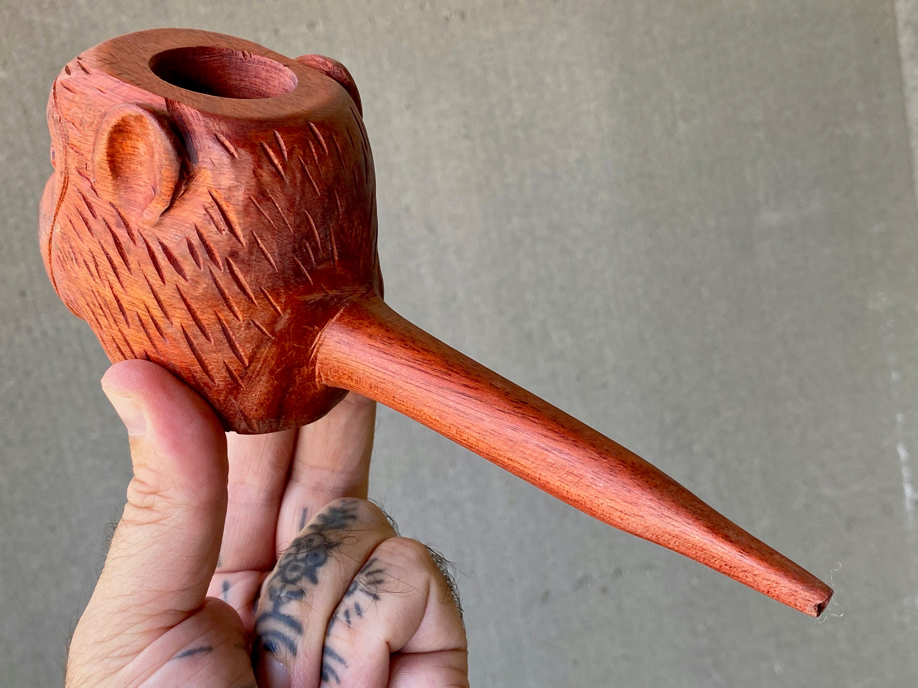 Monkey Pipe, Hand Carved Wooden Pipe for Shamanic Plant Medicine