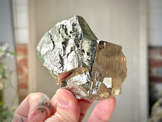 Pyrite Crystal from Huanzala Mine, 588g, New Find, Natural Cubic Formation, Highest Quality, Protection and Manifestation, Peru X968