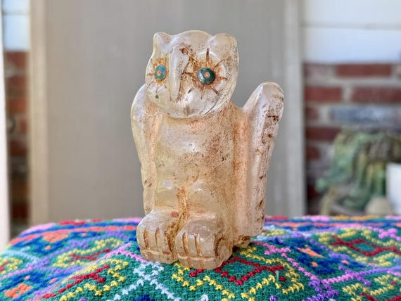 Quartz Owl Statue, Hand Carved from Native Andean Quartz, Shamanic Totem, Handmade in Peru's Sacred Valley