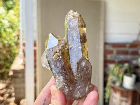 Smoky Lodolite Quartz, Tantric Twin with Child, 330g, Highest Quality, Corinto, Minas Gerais, Brazil W118