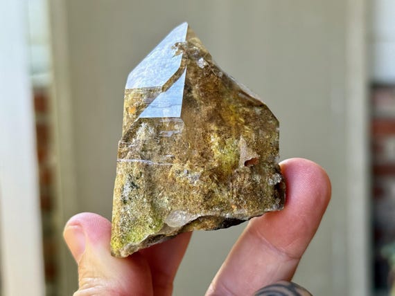 Lodolite Quartz with Yellow Sulfite, Self-Standing, 119g, Cleansing & Purification, Corinto, Minas Gerais, Brazil X622