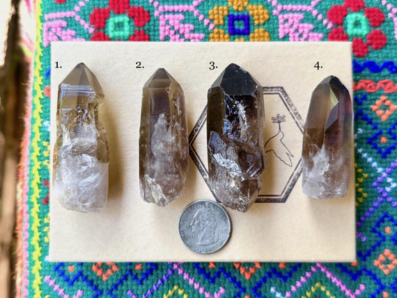 Shadow Healer Lemurian Quartz, Choose ONE of Four, Smoky Citrine Lemurians, Trauma Healing, Bahia, Brazil T894