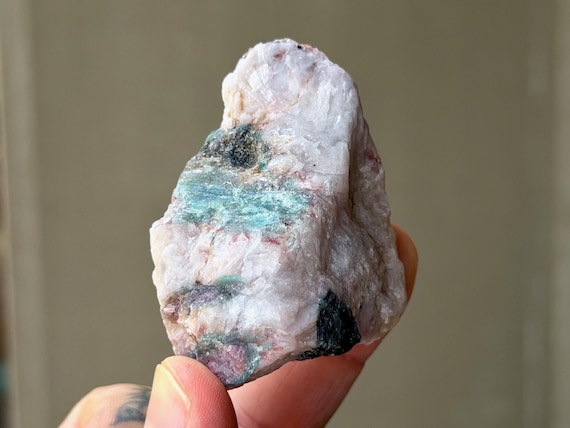 Paraiba Tourmaline & Albite, Blue and Pink, 83g, New Find, Rio Grande Del Norte, Brazil B480