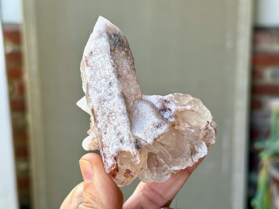Pink Dreamsicle Lemurian Quartz, Frosty White Inclusions, 174g, Dream Coat Lemurian, Minas Gerais, Brazil A289