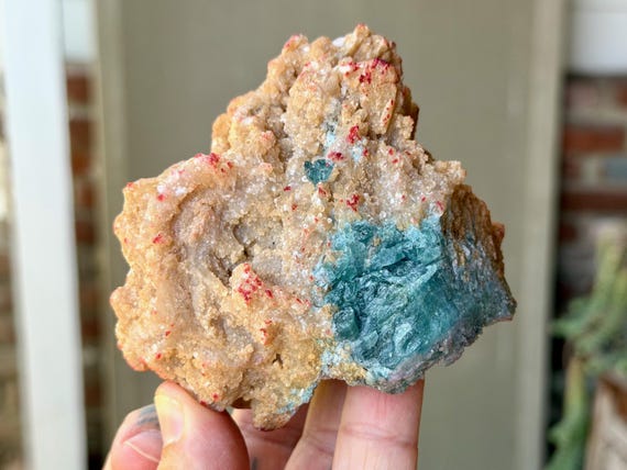 Golden Mica with Blue Tourmaline, Purple Lepidolite, Self-Standing, 308g, New Find, Agua Branca, Minas Gerais, Brazil W819