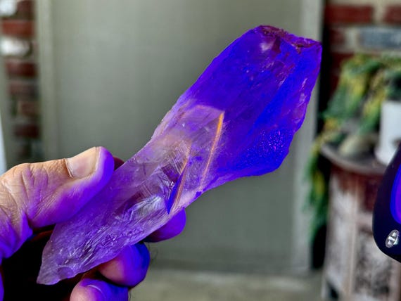 Powellite Phantom Quartz, UV Reactive & Unpolished/Natural, 180g, New Find, Bahia, Brazil T360