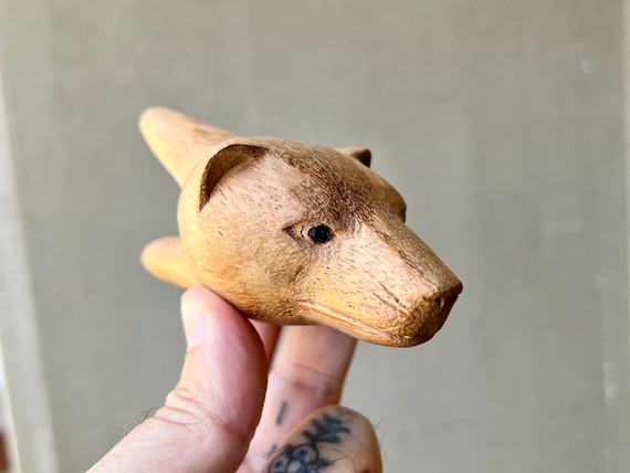 Bear Kuripe, Traditional Shamanic Applicator Pipe, Hand Carved from Solid Tropical Hardwood