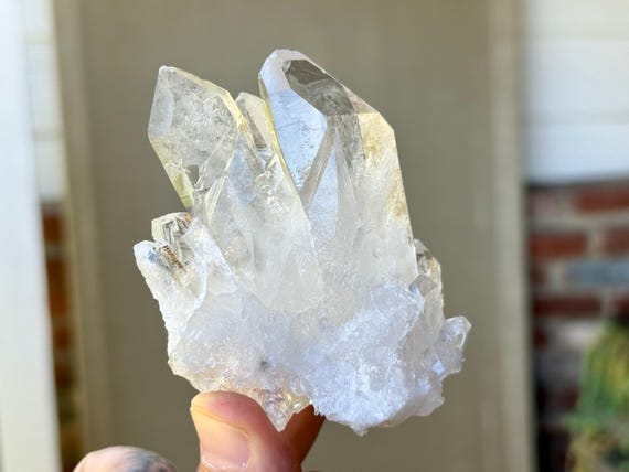 Starbrary Quartz Cluster, Self-Standing, 154g, Clear Quartz with Star Markings, Corinto, Minas Gerais, Brazil V013