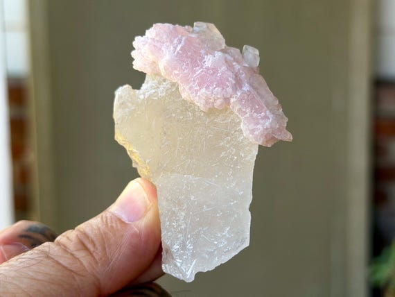 Canga Rose Quartz & Citrine, 89g, New Find, Crystallized Rose Quartz, Taquaral, Brazil B143