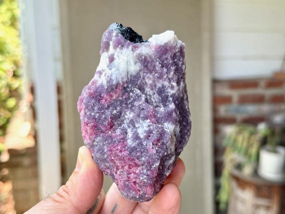 Unicorn Stone Quartz with Purple Lepidolite, Blue & Pink Tourmaline, 466g, Coronel Murta, Minas Gerais, Brazil W896