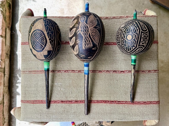 Shaman Rattle from Peru, Traditional Shipibo Rattle for Shamanic Ceremony, Handmade in Pucallpa