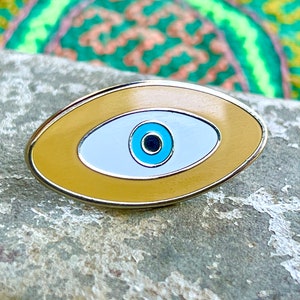 Mystical Eye Enamel Pin, Inspired by Jodorowsky&#39;s Holy Mountain, Evil Eye Pinback Button, Colorful All-Seeing Eye Metal Pin