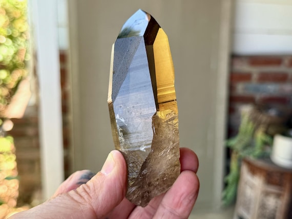 Blue Needle Smoky Lemurian Quartz, Channeling Formation, Semi-Polished, 236g, New Find, Bahia, Brazil V533