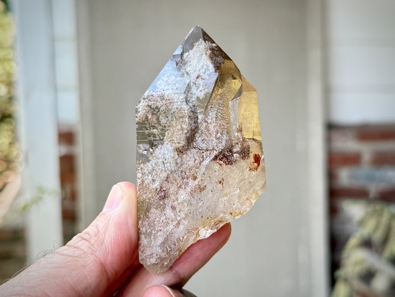 Smoky Cathedral Quartz with Mossy Gray and White Lodolite Inclusions, 160g, New Find, Diamantina, Minas Gerais, Brazil R312
