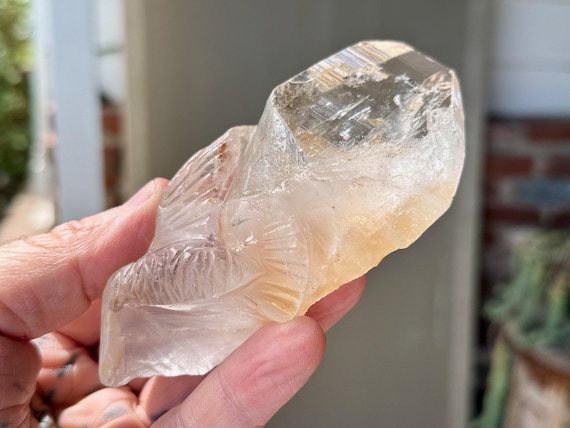 Quartz Hummingbird Crystal with Record Keepers, Hand Carved Shamanic Totem, 246g, Sacred Valley, Peru MD5