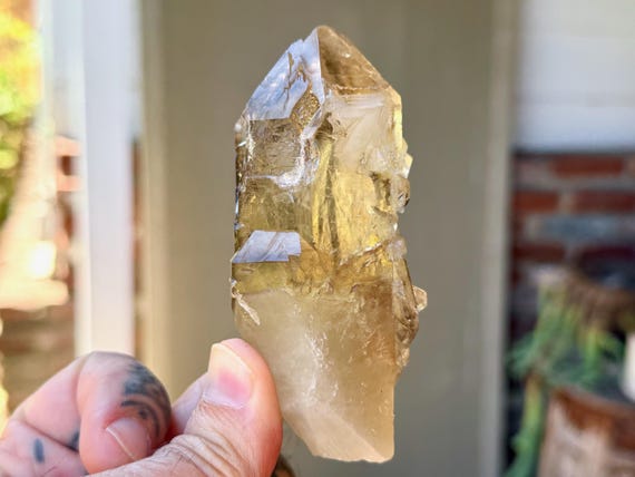 Elestial Citrine, Cruzeiro Mine, 170g, Old Find, Creativity & Manifestation, Minas Gerais, Brazil V636